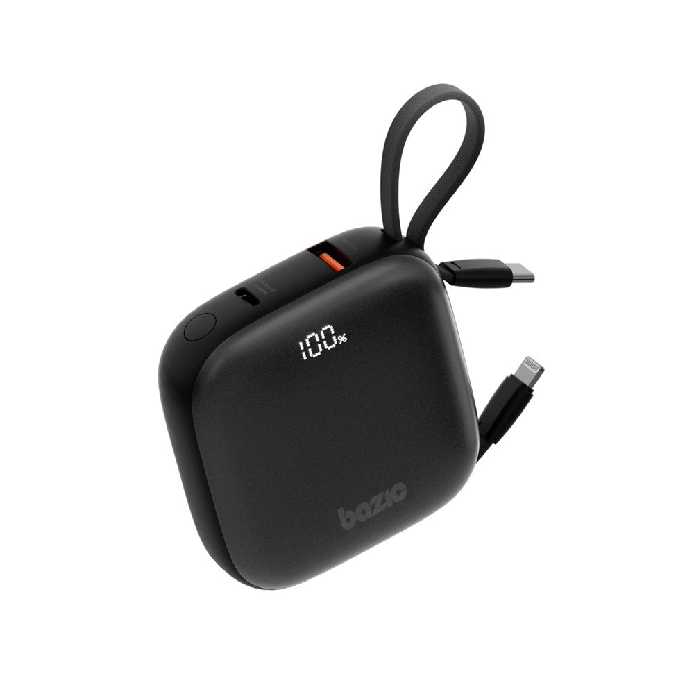 EOL BAZIC GOPOWER FUSION, 3IN1 10000MAH POWERBANK WITH BUILT-IN USB-C AND LIGHTNING CABLE