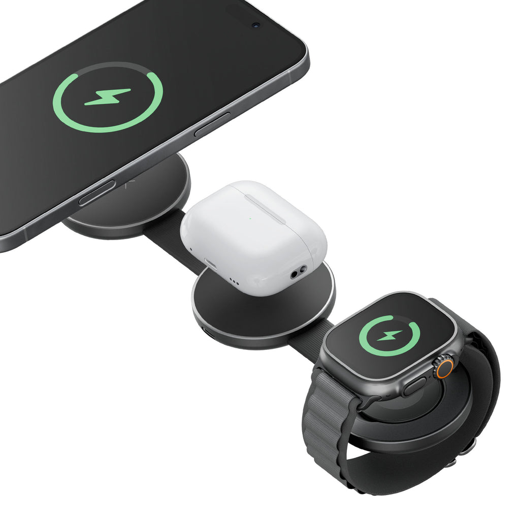 Energea Alumag Trio 3-in-1 Foldable Qi2 Aluminium Wireless Charger