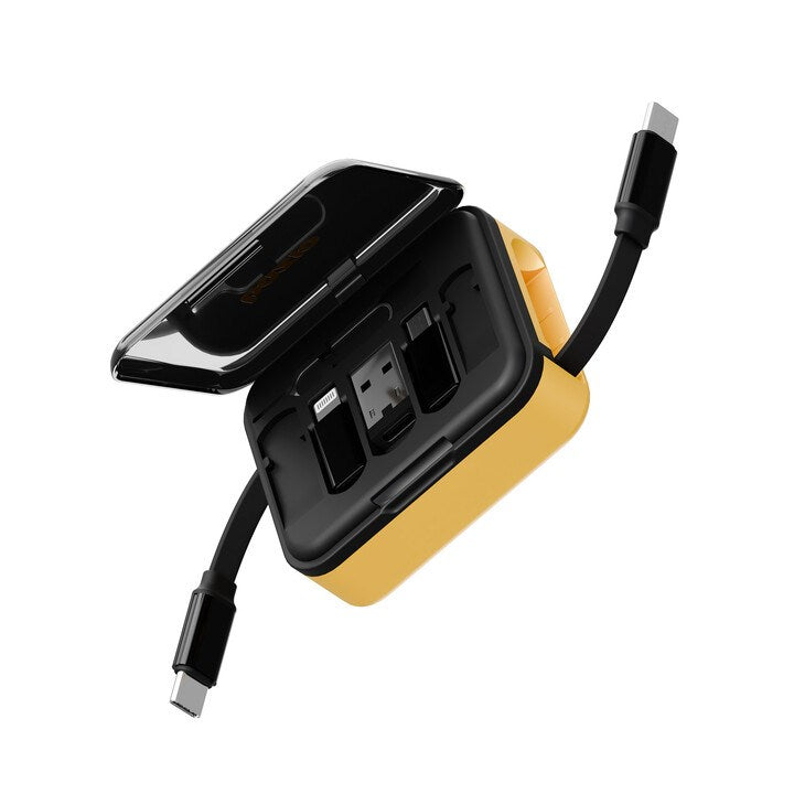 BAZIC GOCHARGE LOOP, 5 IN 1 CABLE KIT WITH SWAPPABLE USB A & LIGHTING ADAPTERS, 1M RETRACTABLE CABLE