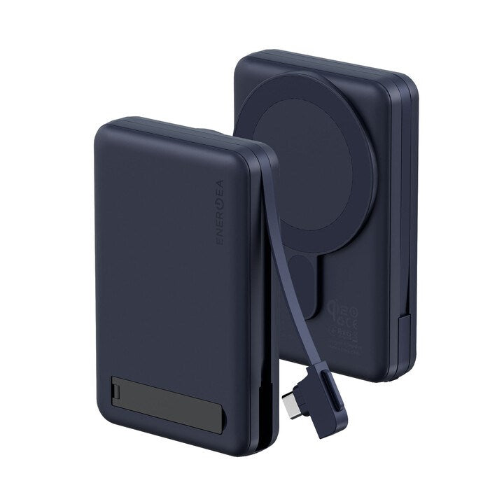 ENERGEA MAGPAC PRO PLUS, 10000MAH MAGSAFE COMPATIBLE QI2 POWER BANK WITH BUILT-IN CABLE AND STAND