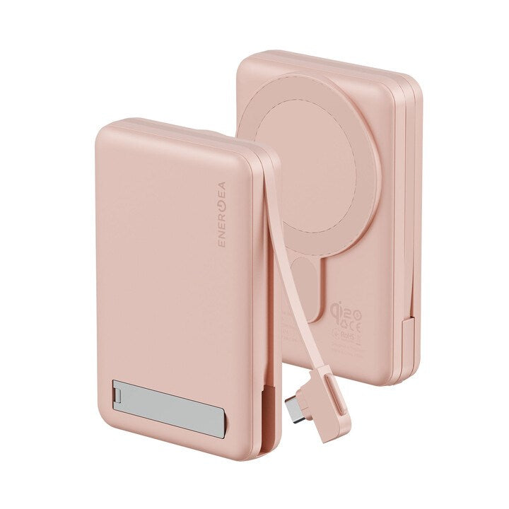 ENERGEA MAGPAC PRO PLUS, 10000MAH MAGSAFE COMPATIBLE QI2 POWER BANK WITH BUILT-IN CABLE AND STAND