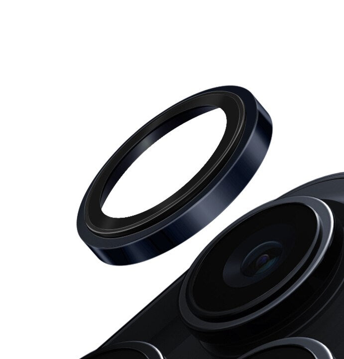 UNIQ OPTIX IPHONE 15 PRO (2023) 6.1 STAINLESS STEEL FRAME SAPPHIRE CAMERA LENS PROTECTOR - TETRA BLUE (DARK BLUE)