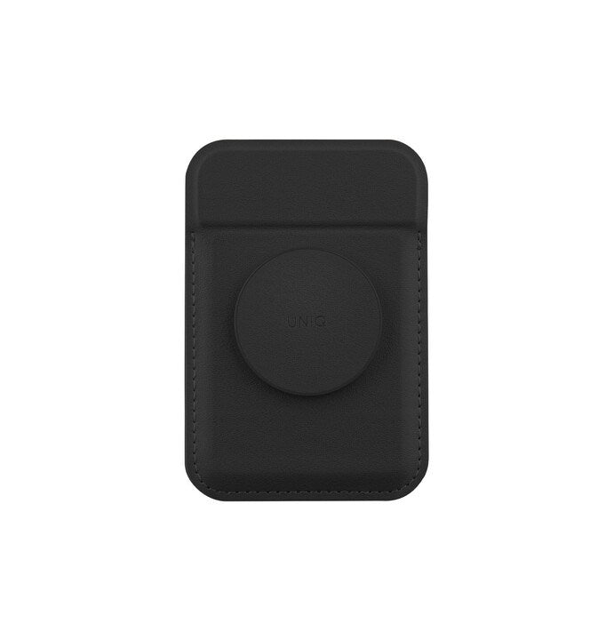 UNIQ FLIXA MAGNETIC CARD HOLDER AND POP-OUT GRIP-STAND - JET BLACK (JET BLACK)