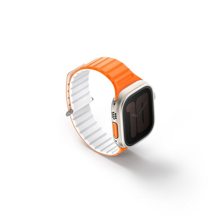 UNIQ REVIX EVO REVERSIBLE MAGNETIC APPLE WATCH STRAP 49/45/44/42MM - AMBER (AMBER ORANGE/WHITE)