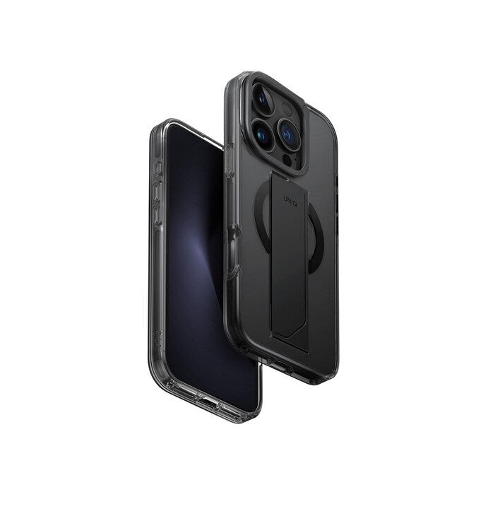 UNIQ HYBRID IPHONE 16 PRO (2024) 6.3 HELDRO MAX MAGCLICK WITH CAMERA STAND - VAPOUR (SMOKE)