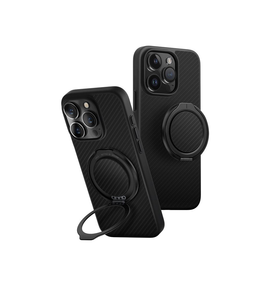 UNIQ HYBRID IPHONE 16 PRO (2024) 6.3 MAGCLICK CHARGING KEVA AIR WITH GRIPFIT PREMIUM - CARBON BLACK (CARBON BLACK)