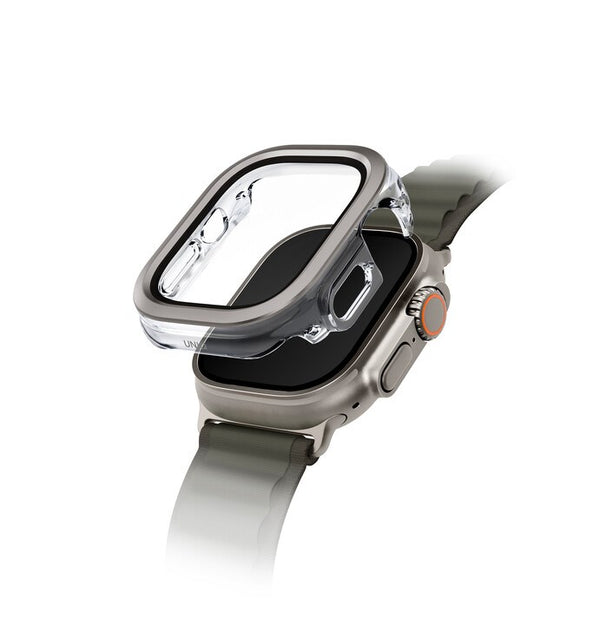 UNIQ VOUTE WATCH CASE WITH TEMPERED GLASS SCREEN 49MM - TITANIUM SILVER (TITANIUM SILVER)