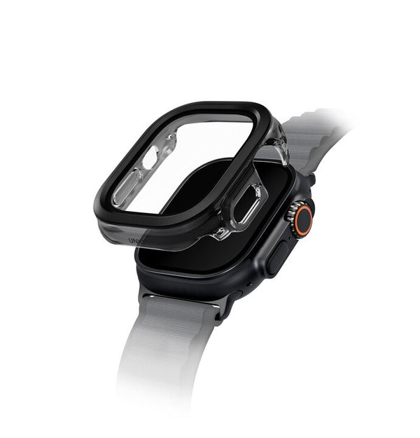 UNIQ VOUTE WATCH CASE WITH TEMPERED GLASS SCREEN 49MM - JET BLACK (JET BLACK)