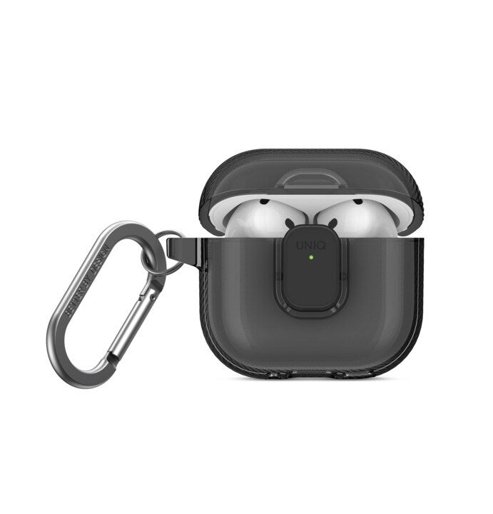 UNIQ GLASE PRO AIRPODS 4TH GEN LOCK CASE - GLOSSY SMOKE (GLOSSY SMOKE)