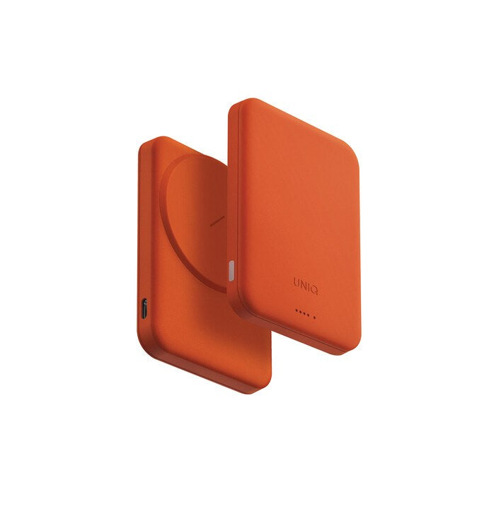 UNIQ LYDEN LEXA 5000MAH MAGNETIC FAST WIRELESS USB-C PD POWER BANK - FLAME ORANGE (FLAME ORANGE)