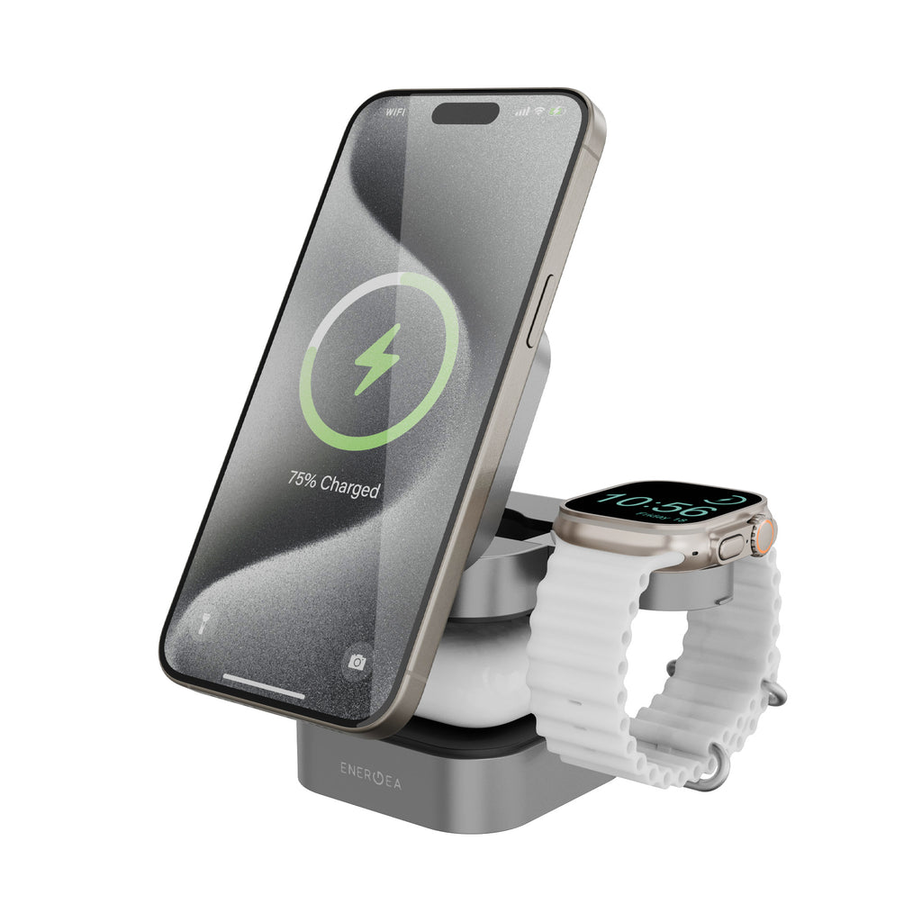 Energea MagCube 3 in 1 Qi2.0 Certified Magnetic Fast Wireless Charger Dock