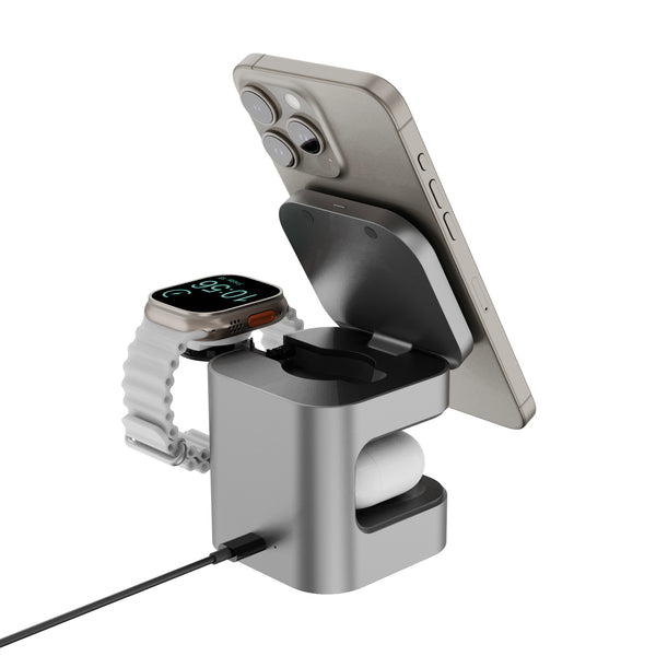 Energea MagCube 3 in 1 Qi2.0 Certified Magnetic Fast Wireless Charger Dock
