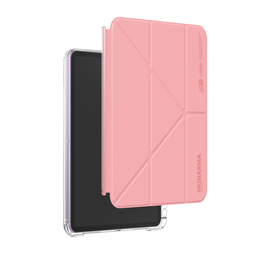 Pink phone case with a clear back on a white background