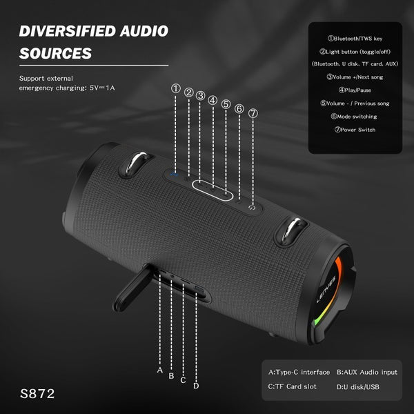 LENYES S872 Portable Bluetooth Speaker