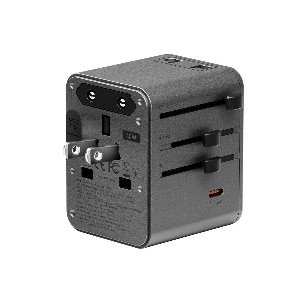 Energea Travelworld Adapter GaN45 3C2A PD45W Universal Travel Adapter