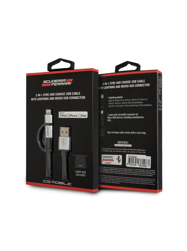FERRARI 2 IN 1 MICRO USB/MFI CABLE