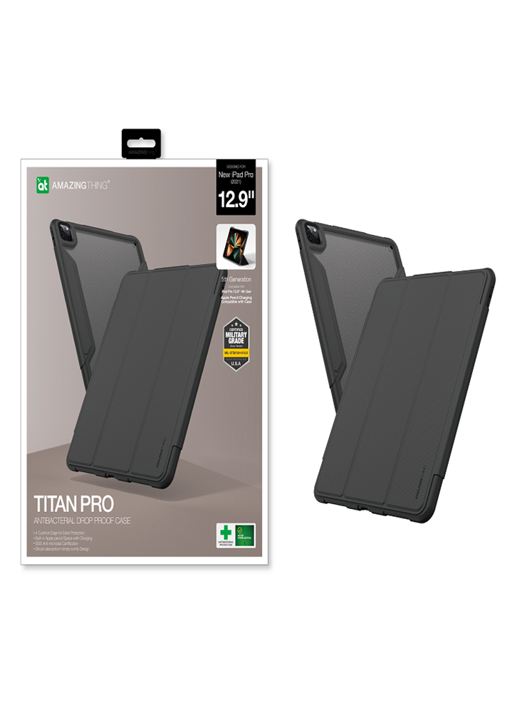 AMAZINGTHING TITAN PRO APPLE IPAD PRO 12.9 (2021)  ANTI-BACTERIAL PROTECTION  FOLIO CASE