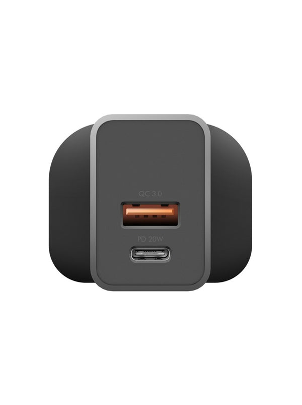 ENERGEA AMPCHARGE PD20+ (UK) PD USB-C + QC USB-A PORT WALL CHARGER 20W