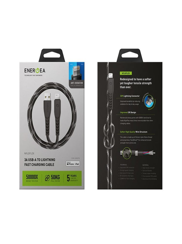 ENERGEA NYLOFLEX CHARGE AND SYNC TOUGH LIGHTNING C89 CABLE MFI 1.5M