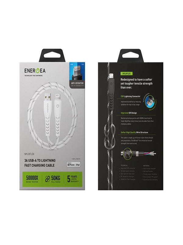 ENERGEA NYLOFLEX CHARGE AND SYNC TOUGH LIGHTNING C89 CABLE MFI 1.5M