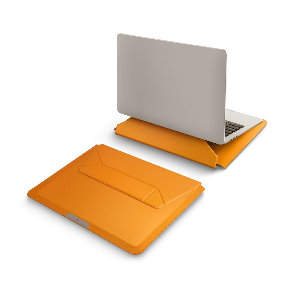 UNIQ OSLO LAPTOP SLEEVE WITH FOLDABLE STAND (UP TO 14”)  - DEEP MUSTARD (MUSTARD)