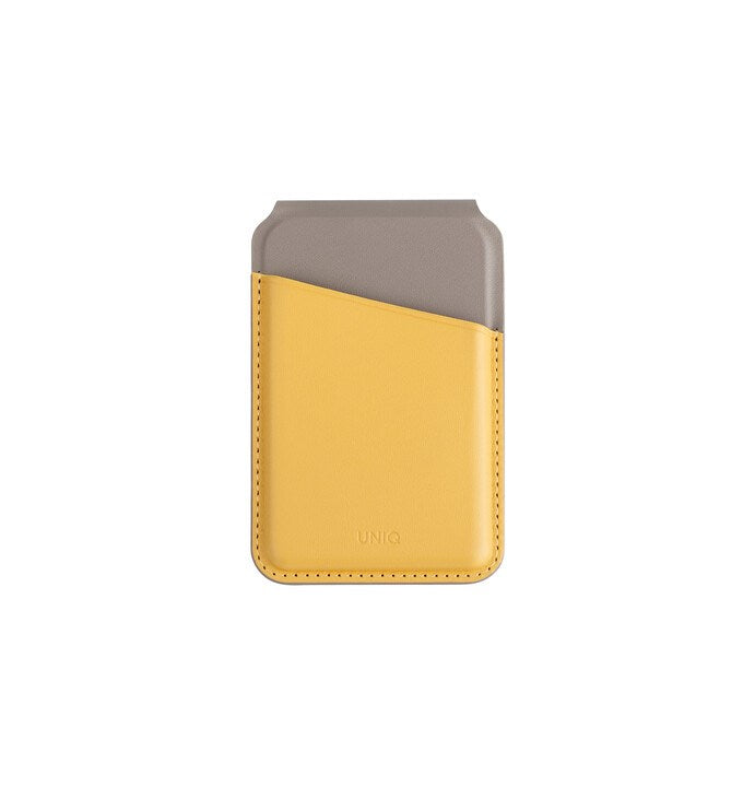 UNIQ LYDEN DS RFID-BLOCKING MAGNETIC CARD HOLDER?WITH?STAND - CANARY (CANARY YELLOW/FLINT GREY)